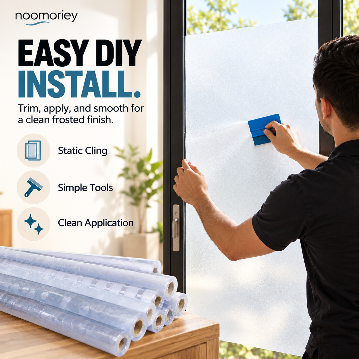 Decorative Window Privacy Film – Frosted Glass Sticker for Home & Bathroom