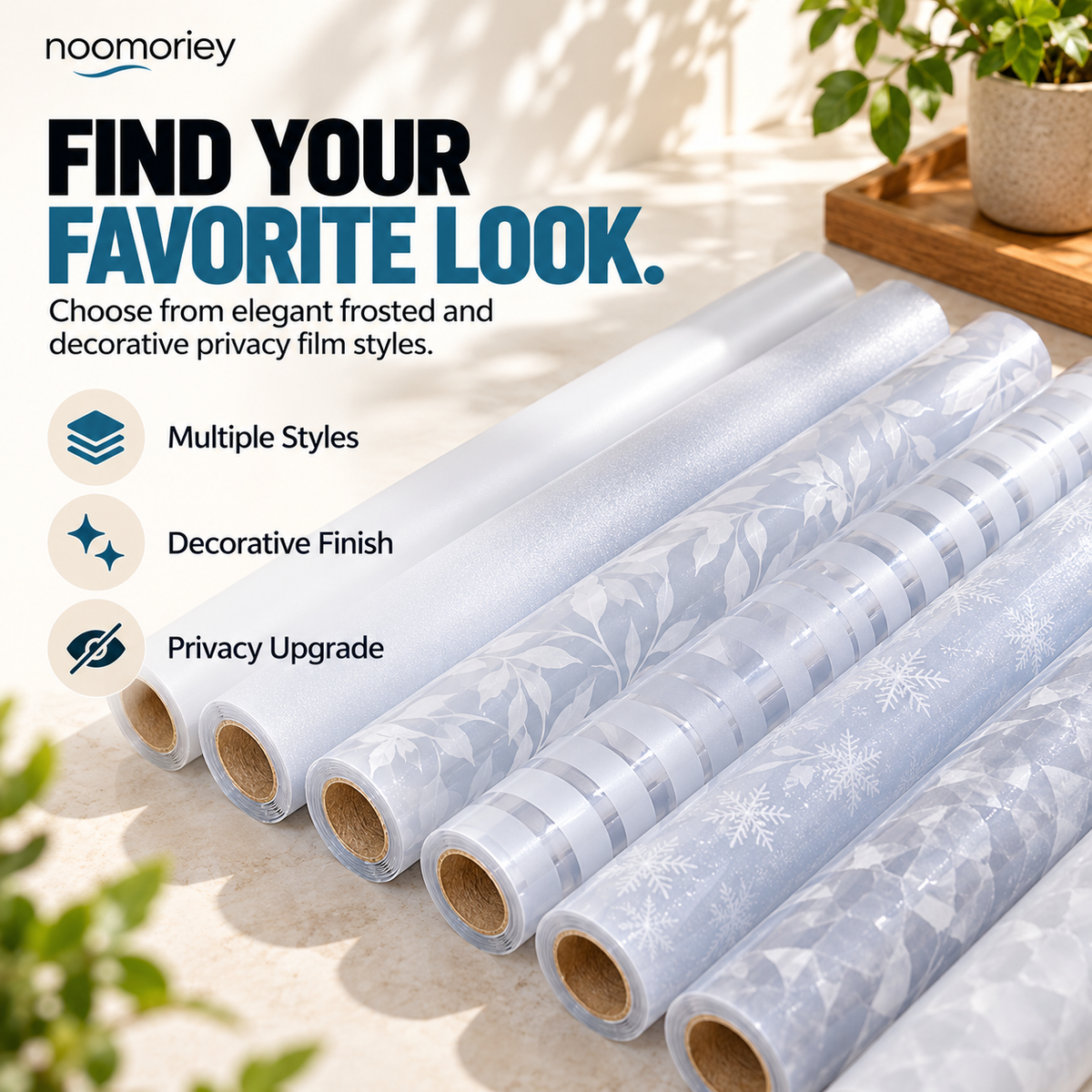 Decorative Window Privacy Film – Frosted Glass Sticker for Home & Bathroom