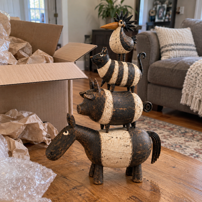 🐾🏡 Four Friends Folk Art Stack™ – Rustic Farmhouse Charm, Stacked with Personality
