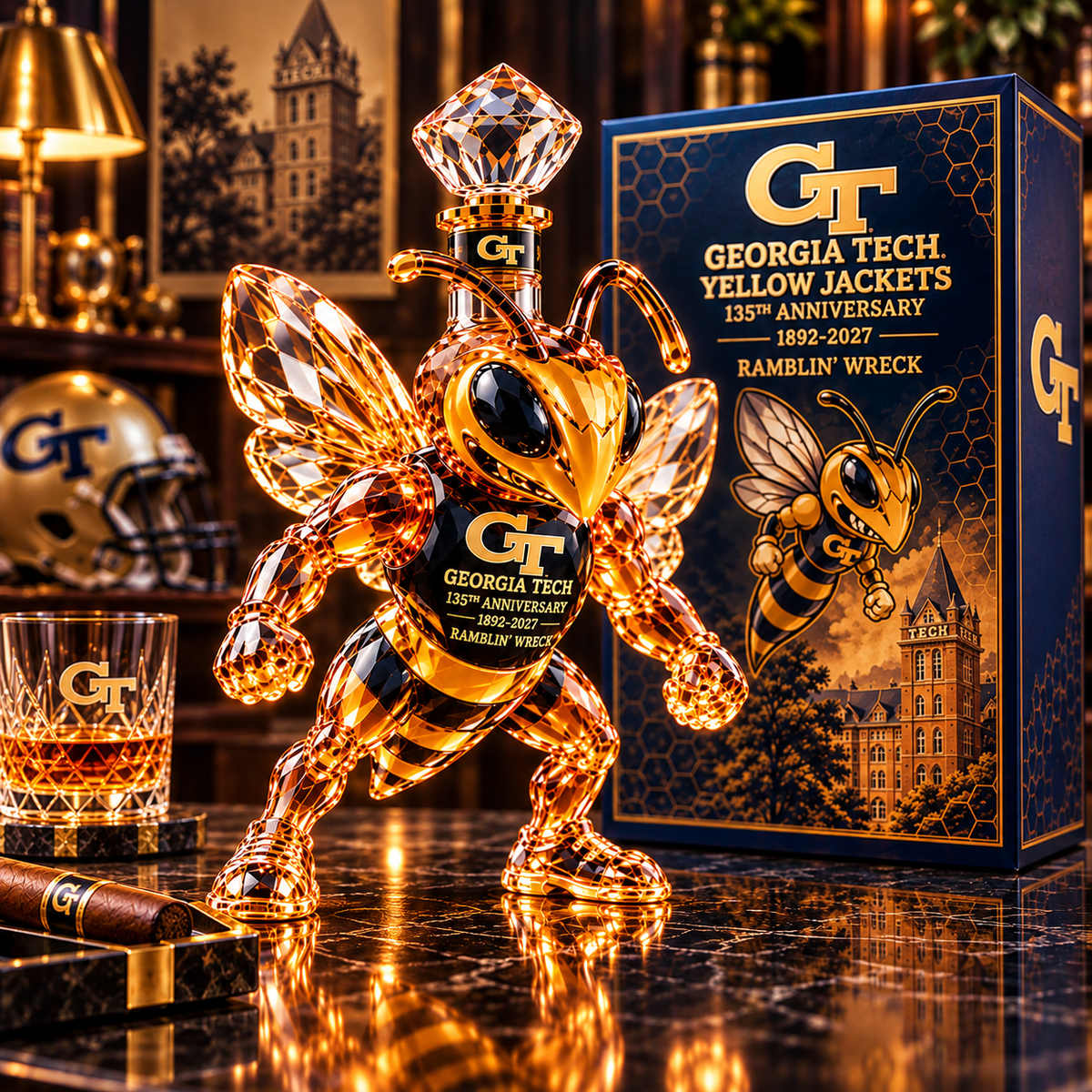 Buzz Yellow Jackets 135th Anniversary Whiskey Bottle