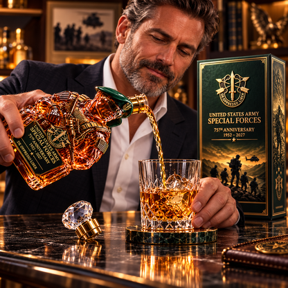 🇺🇸 U.S. Army Special Forces 75th Anniversary Whiskey Decanter – 1952–2027 Commemorative Collector’s Edition