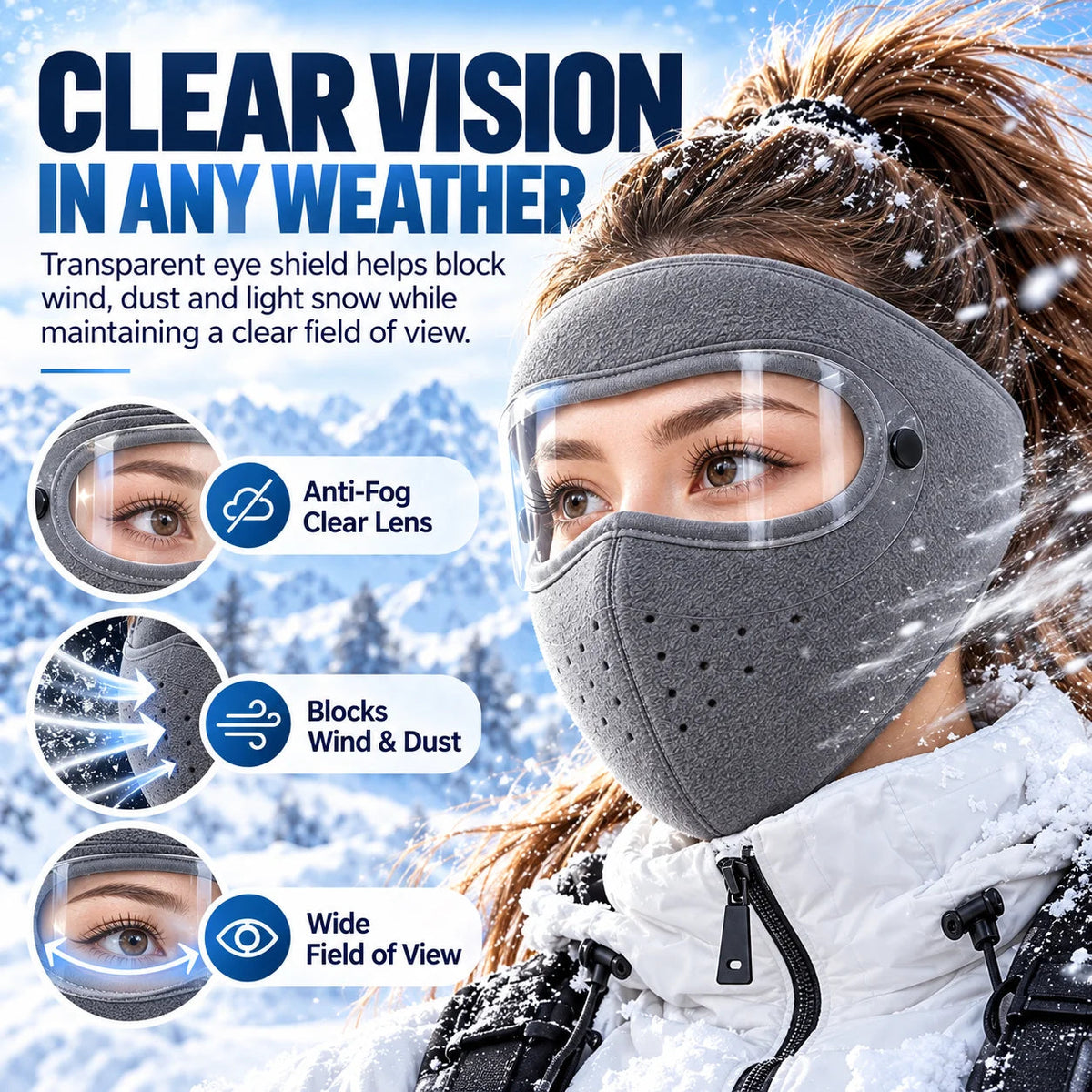 Winter Windproof Face Masks with Detachable Goggles