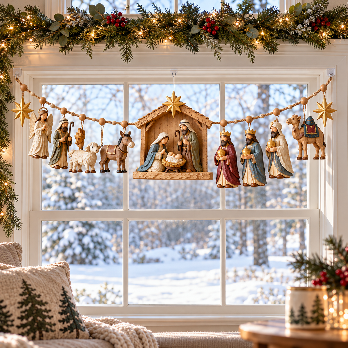 ✝️🎄 The Night Hope Was Born – Bethlehem Nativity Christmas Garland