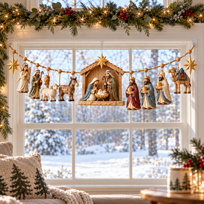 ✝️🎄 The Night Hope Was Born – Bethlehem Nativity Christmas Garland