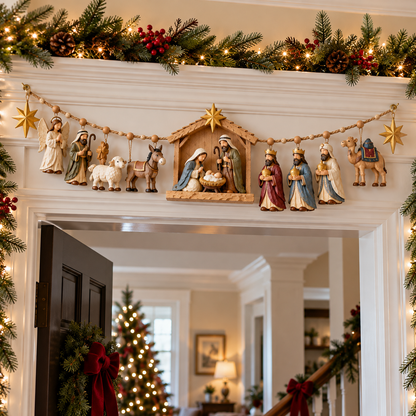 ✝️🎄 The Night Hope Was Born – Bethlehem Nativity Christmas Garland