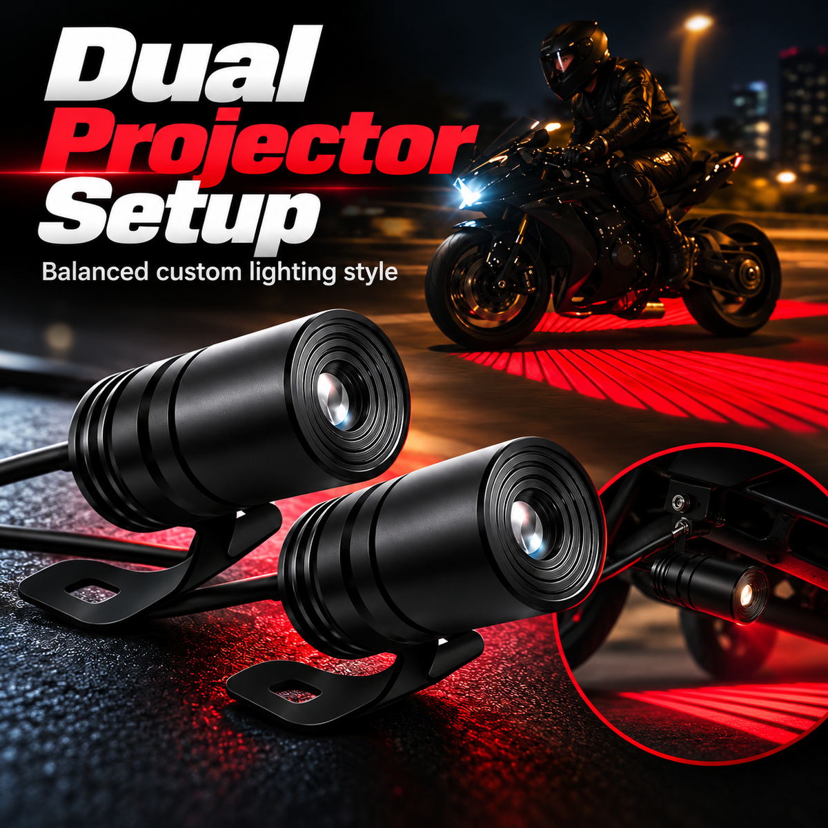 🏍️ Dual Motorcycle Laser Projector Lights!!!