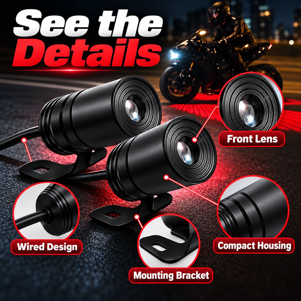 🏍️ Dual Motorcycle Laser Projector Lights