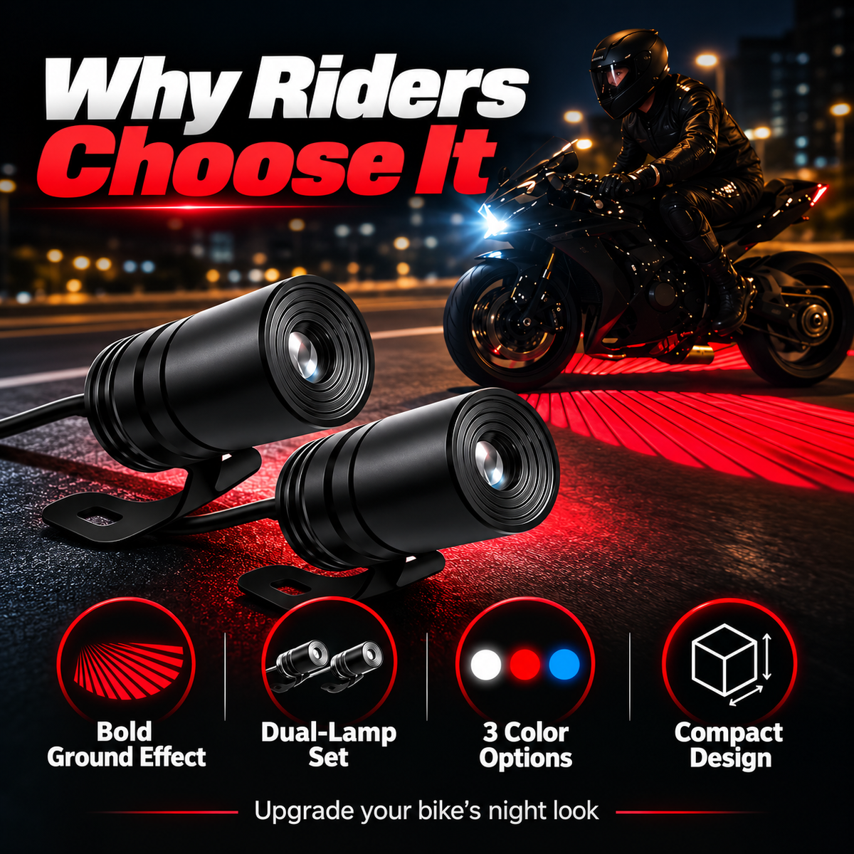 🏍️ Dual Motorcycle Laser Projector Lights