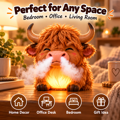 🐮Highland Cow Huff™💡 – Tap-to-Puff Humidifier & Colorful Night Light