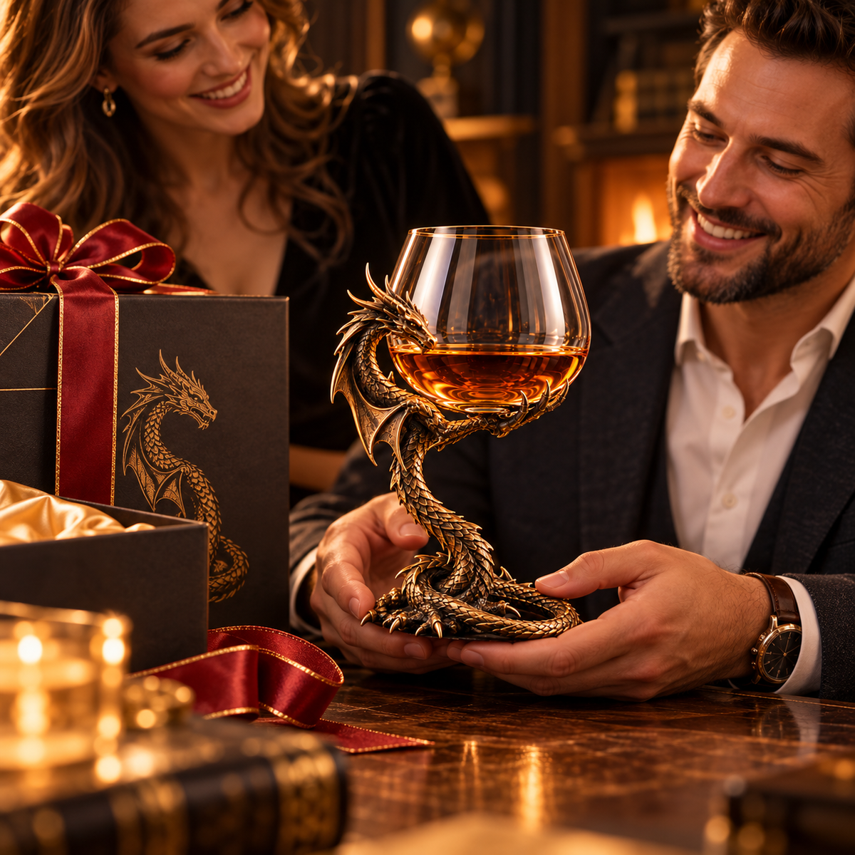 🐉 Dragon’s Embrace™ – Sculptural Brandy Glass with Dragon Claw Stand