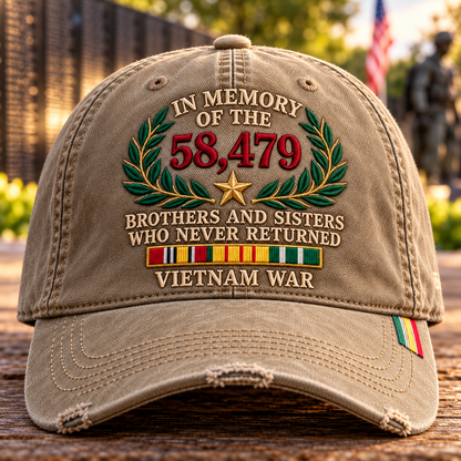 🇺🇸 Vietnam War Memorial Embroidered Cap – Honor Those Who Never Returned 🕊️
