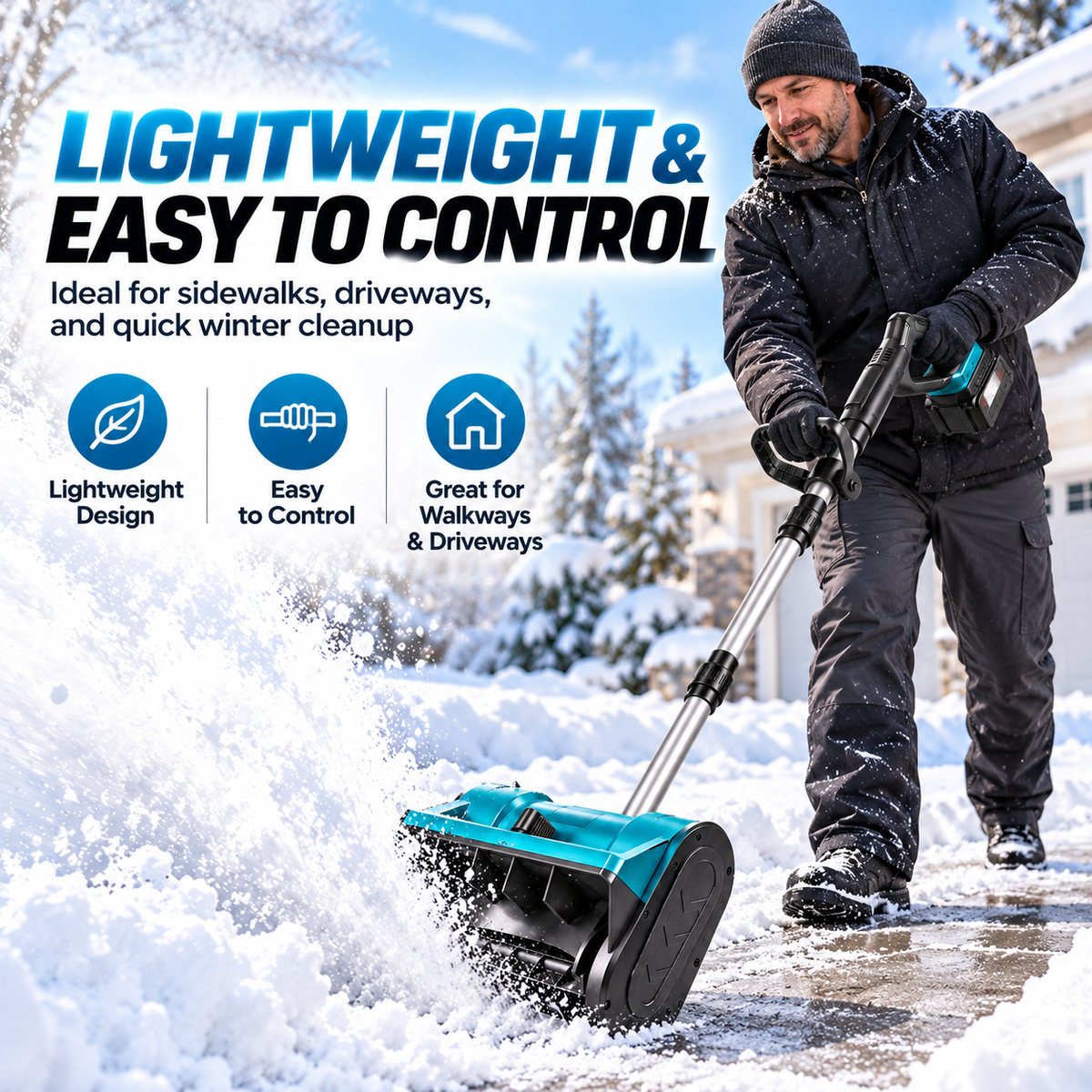 🔥 Winter Sale – 21V Cordless Snow Shovel with 2 Batteries & Charger