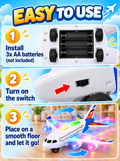 ✈️ Kids Fun Deal – Light-Up Spinning Airplane Toy 🌟 Musical Electric Aircraft with Flashing Lights & 360° Rotation for Ages 3+ 🎁