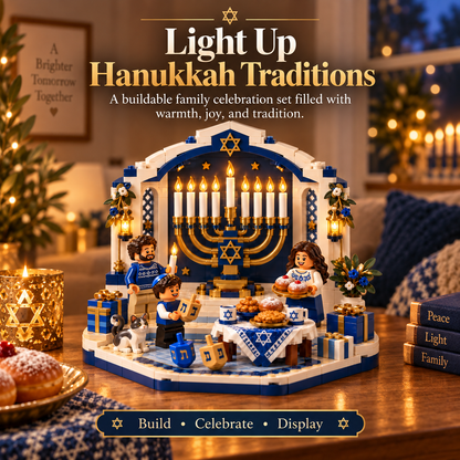 🕎✨ Last Day 50% OFF ⏰ Hanukkah Family Light Building Block Display Set