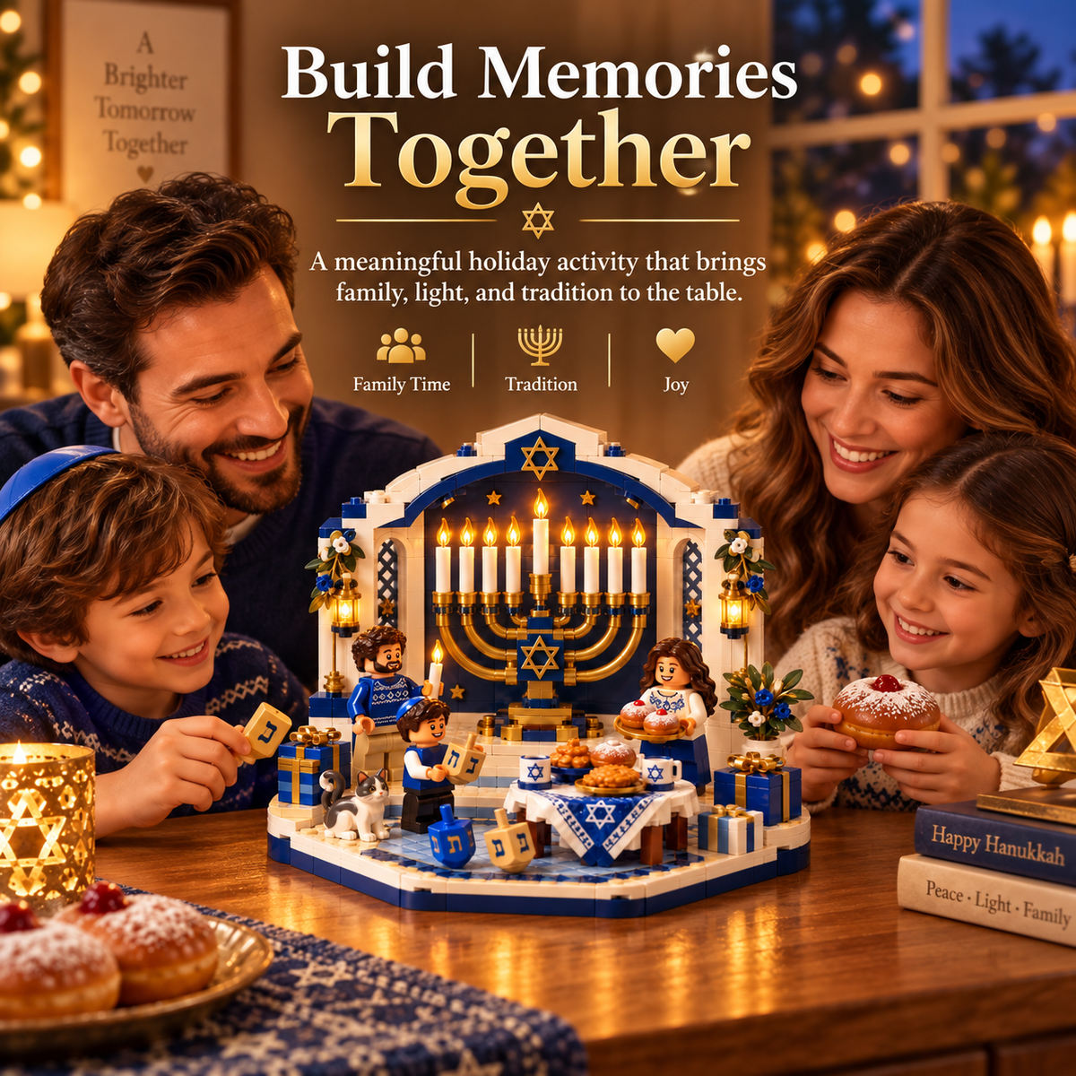 🕎 Hanukkah Family Building Block Set – Menorah & Holiday Display