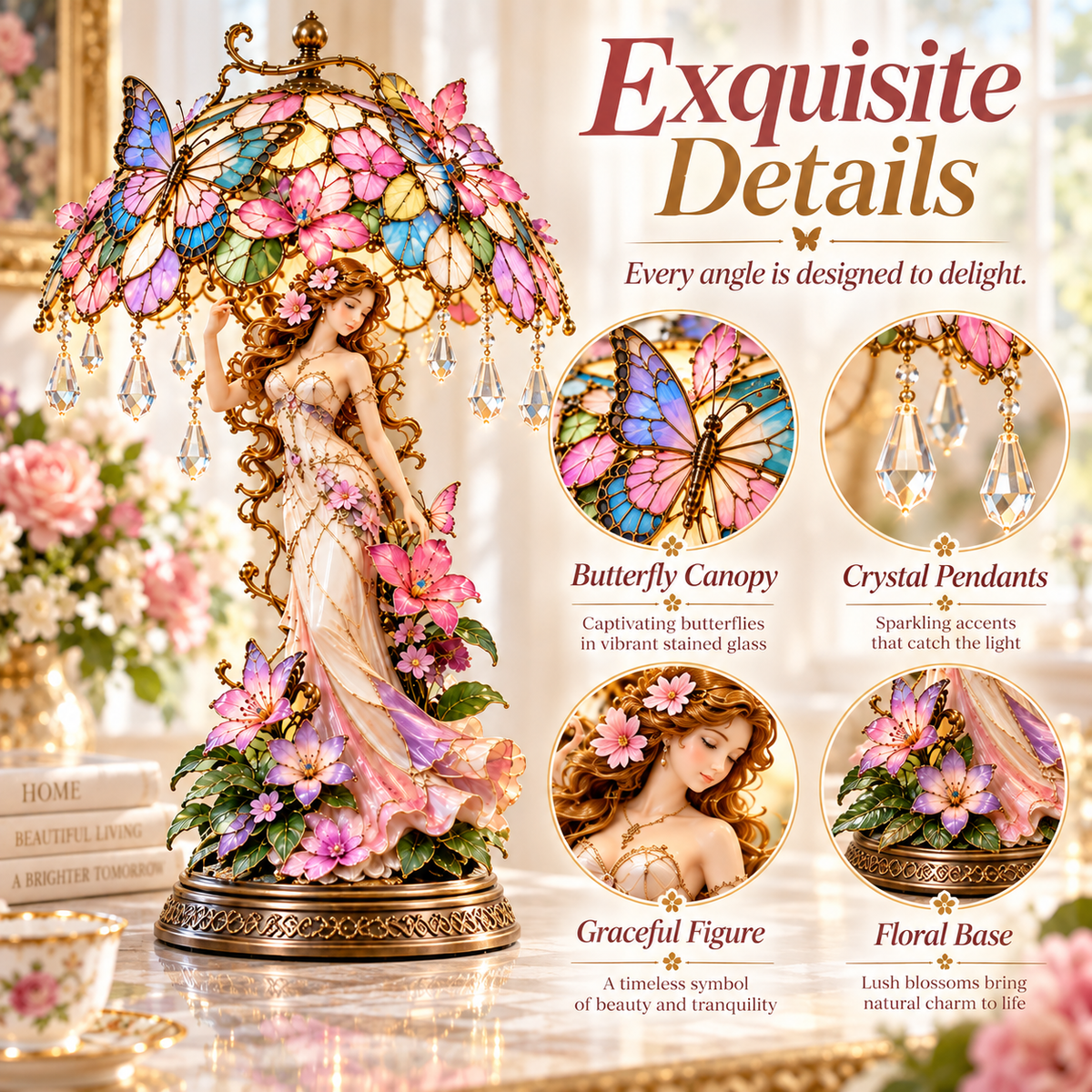 🔥 Last Day 49% OFF🦋 Butterfly Blossom Glow – Illuminated Floral Fairy Table Lamp