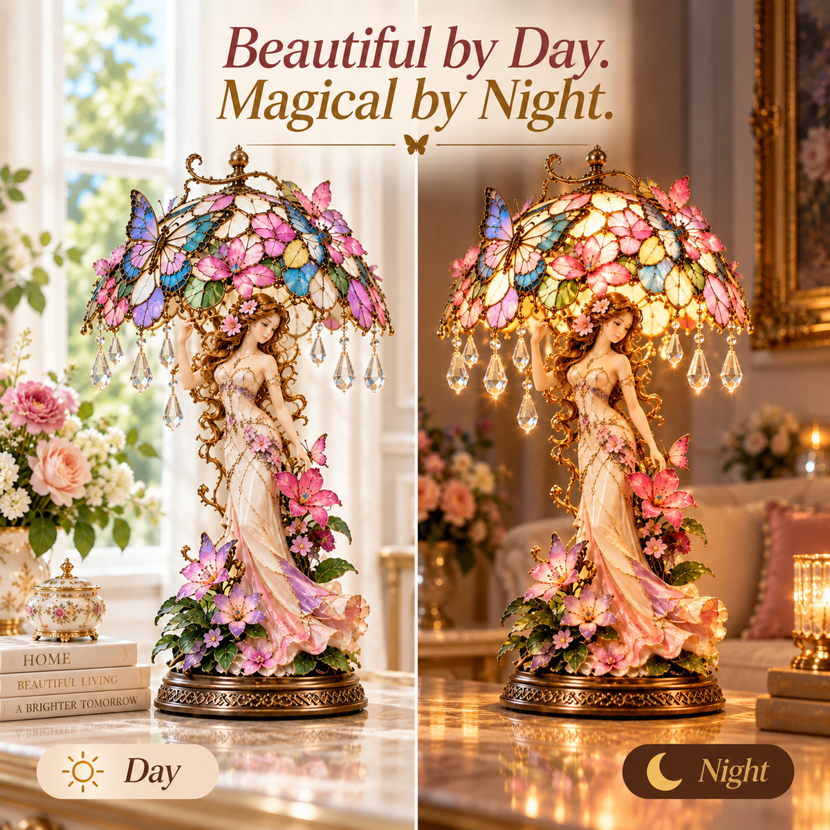 🔥 Last Day 49% OFF🦋 Butterfly Blossom Glow – Illuminated Floral Fairy Table Lamp