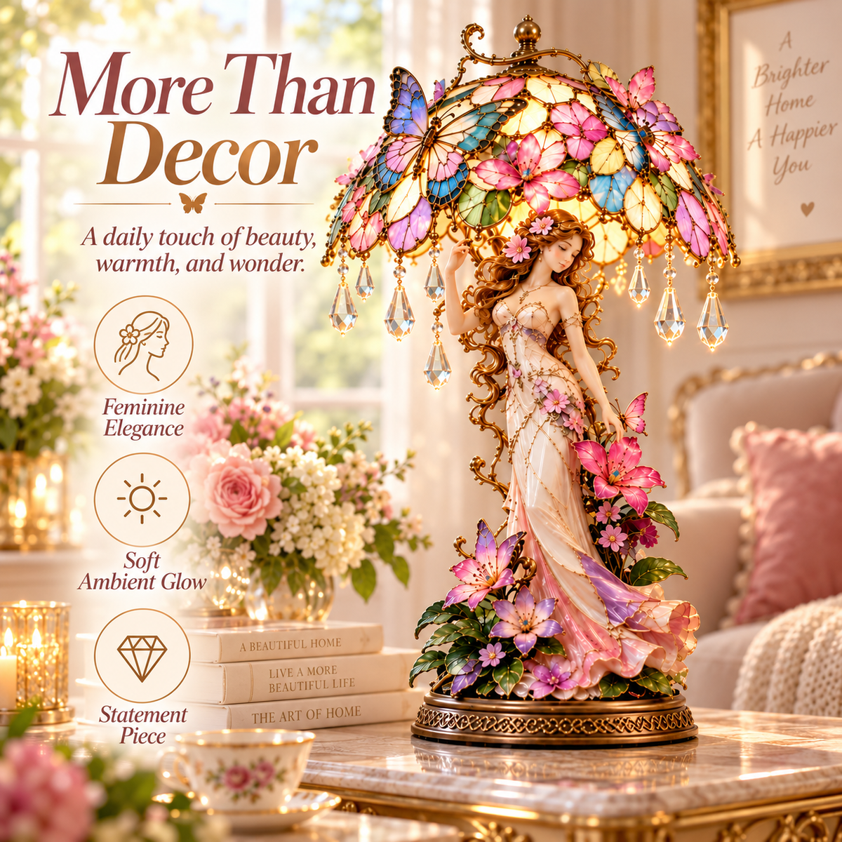 🔥 Last Day 49% OFF🦋 Butterfly Blossom Glow – Illuminated Floral Fairy Table Lamp