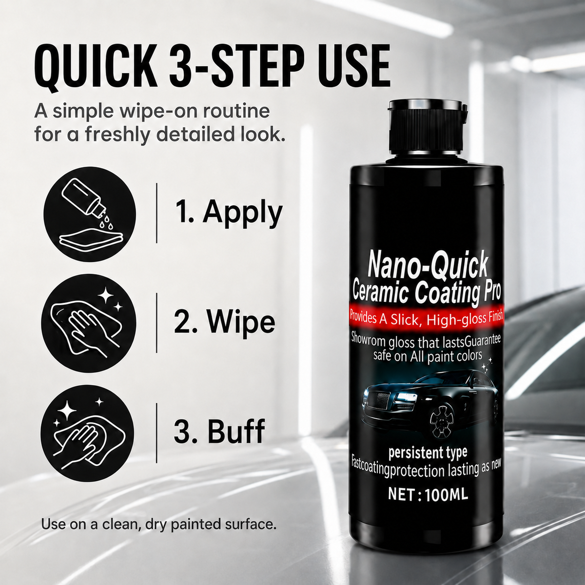 Nano Ceramic Coating Liquid for Cars – High-Gloss Paint Finish