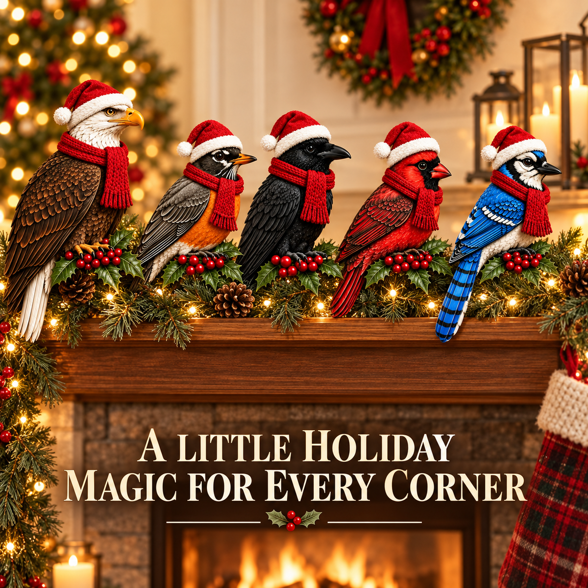 Christmas Hat Bird Shelf & Corner Decoration