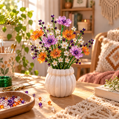 🌸 DIY Beaded Wildflower Bouquet Kit – Handmade Crystal Flower Craft Set