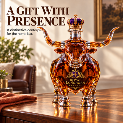 🐂 Longhorn Bull Whiskey Bottle | Western Bar Decor & Unique Gift