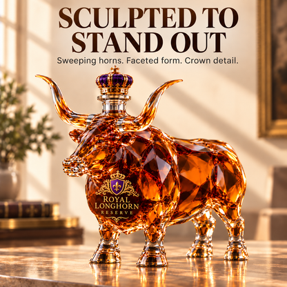 🐂 Longhorn Bull Whiskey Bottle | Western Bar Decor & Unique Gift