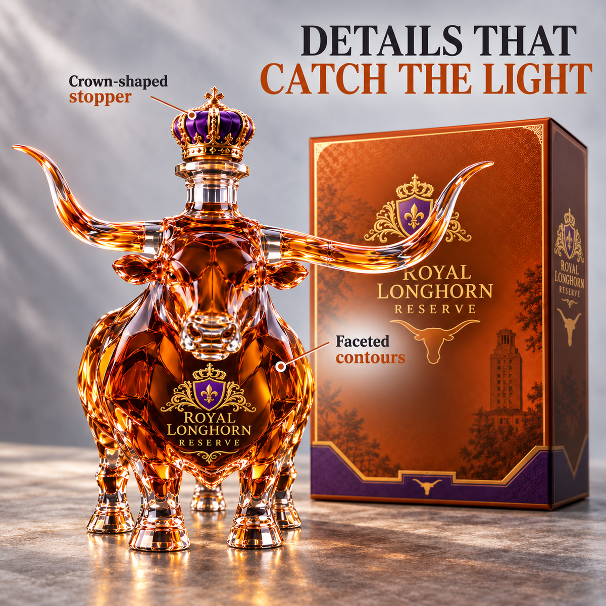 🐂 Longhorn Bull Whiskey Bottle | Western Bar Decor & Unique Gift