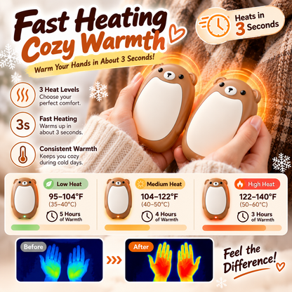 🐻 2-Pack Magnetic Bear Hand Warmers – Rechargeable, 3 Heat Levels & Pocket-Sized