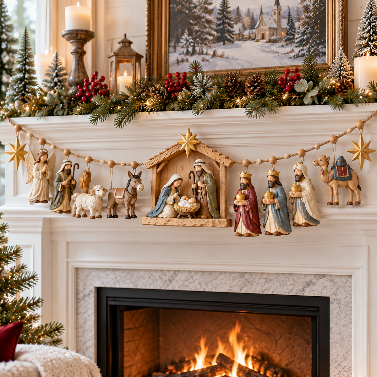 ✝️🎄 The Night Hope Was Born – Bethlehem Nativity Christmas Garland