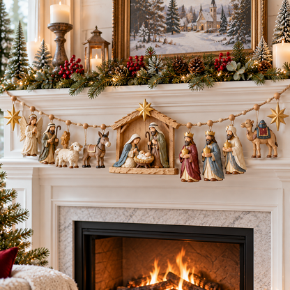 ✝️🎄 The Night Hope Was Born – Bethlehem Nativity Christmas Garland