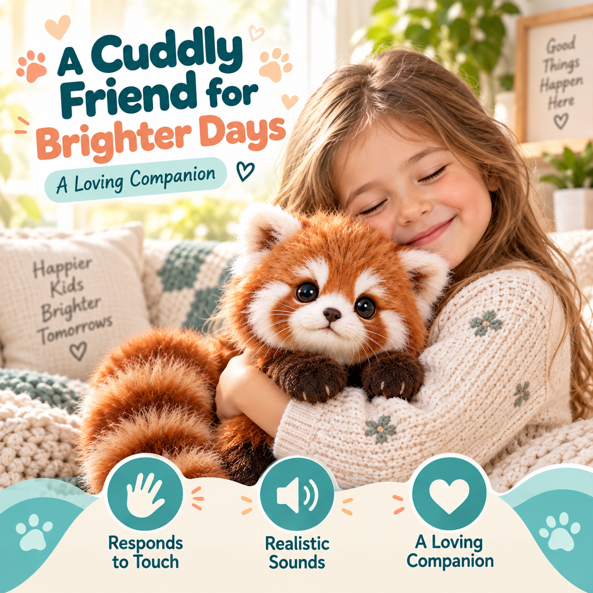 🔥Last Day 50% OFF🐾🧸 CuddlePurr™ Red Panda Interactive Plush Toy – Cute Companion Stuffed Animal for Kids