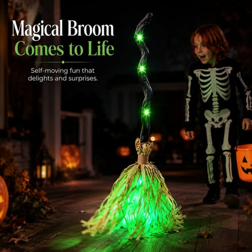 🎃🧹 Magical Moving Witch Broom – Spooky Lights, Sounds & Motion! 👻✨