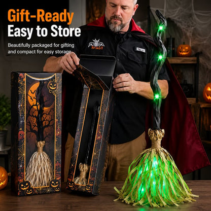 🎃🧹 Magical Moving Witch Broom – Spooky Lights, Sounds & Motion! 👻✨