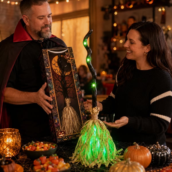 🎃🧹 Magical Moving Witch Broom – Spooky Lights, Sounds & Motion! 👻✨