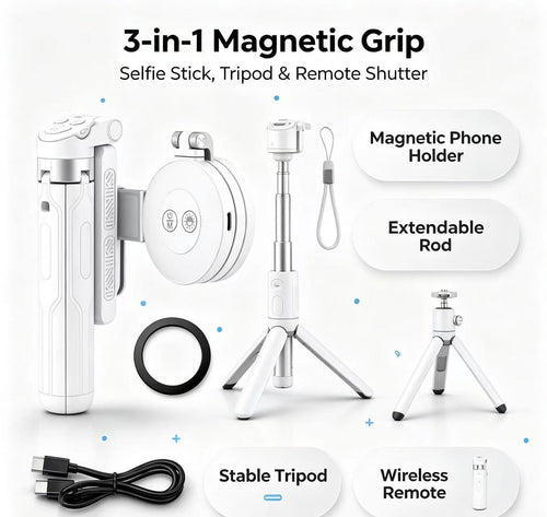📽️Zoomable Magnetic Palm Grip | Selfie Stick & Tripod