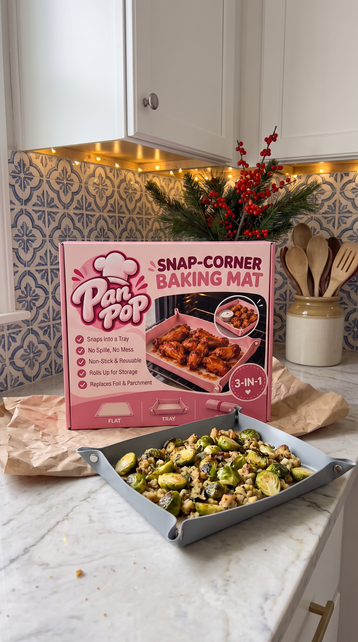 🍪 Snap-Corner Silicone Baking Mat – Non-Stick, Reusable & Easy to Store