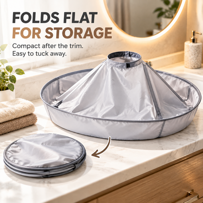 ✂️🧹 Hair Cutting Cape with Catcher – built-in groove traps clippings, no mess on clothes or floors. Waterproof, non-static, folds flat. Perfect for home trims & kids' cuts! 💇✅