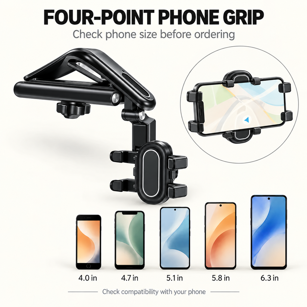 🚗 360° Rotating Car Sun Visor Phone Holder – Foldable & Adjustable Hands-Free Phone Mount