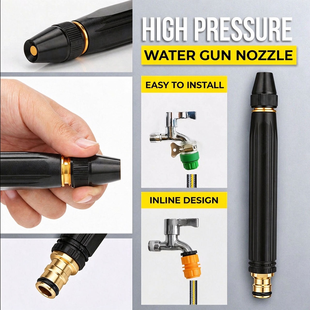 🔥High-Pressure Car Wash Water Gun Booster Nozzle Garden & Auto Dual Use Power