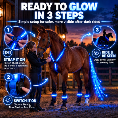 🔥Black Friday 50% OFF🏇LED Horse Night Riding Lights – Full-Body Glow Kit with Enhanced Visibility & 12 Lighting Modes✨