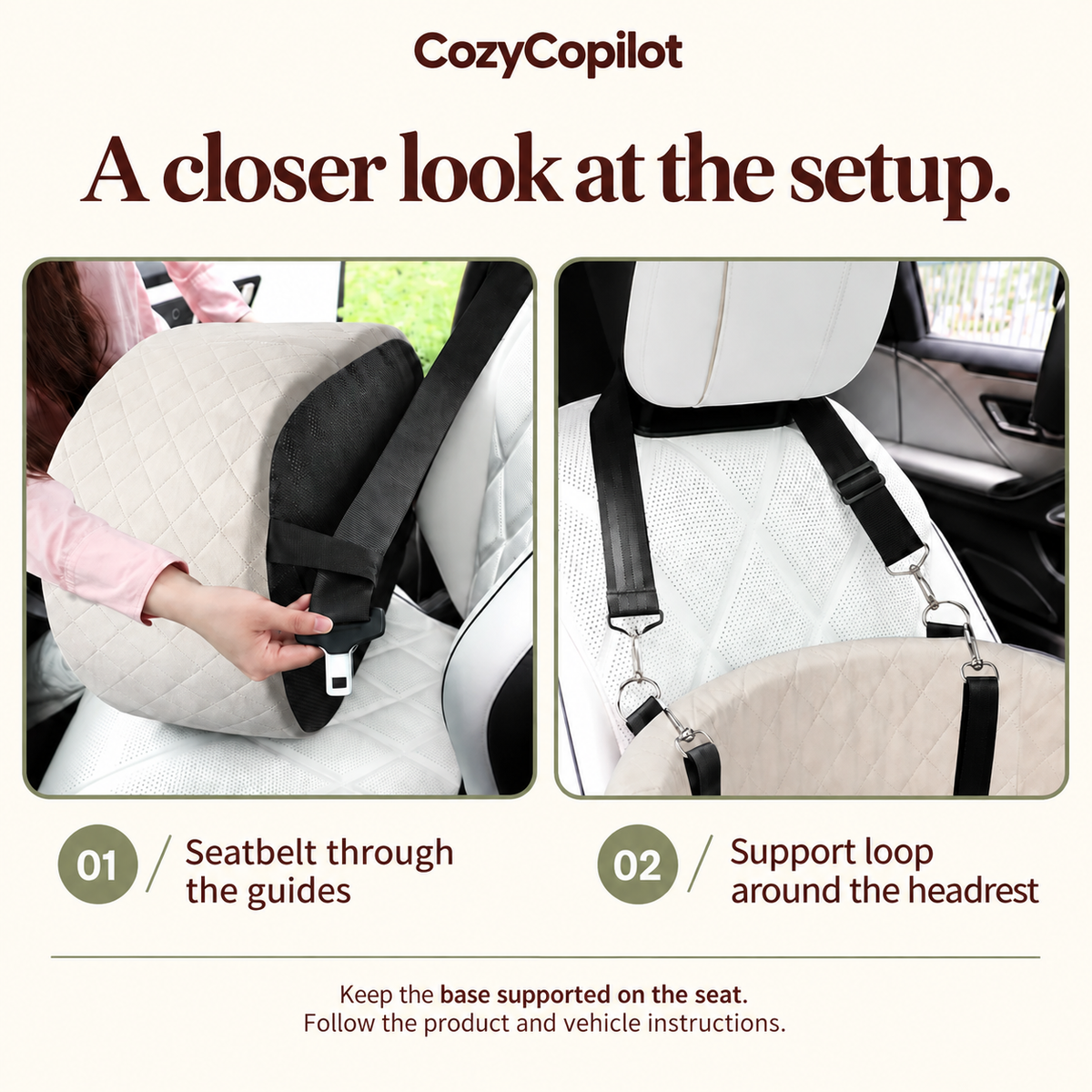 Elevated Dog Car Seat with Built-In Safety Harness