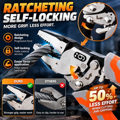⚡ Self-Locking Ratchet Pliers — More Grip, Less Effort