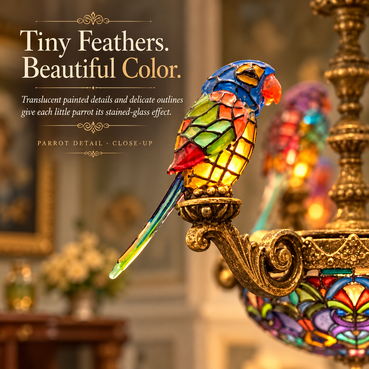 🦜✨ Prism Perch – Lighted Parrot Chandelier for 1:12 Dollhouses
