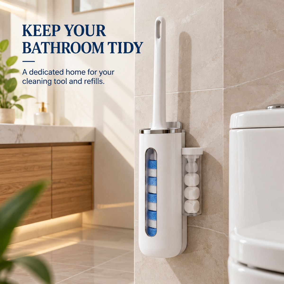 🧼 Disposable Toilet Brush Cleaning System with Replaceable Heads & Storage Holder