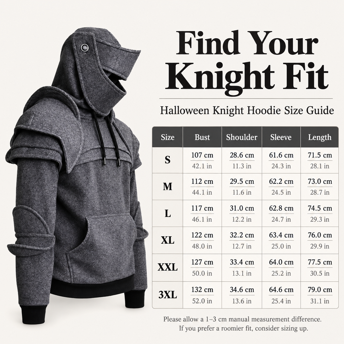 ⚔️ Medieval Knight Armor Hoodie – 2-in-1 Cosplay & Streetwear Pullover 🛡️