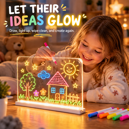 ✨ Luminous LED Drawing Board for Kids — Reusable Glow Art & 7 Color Pens