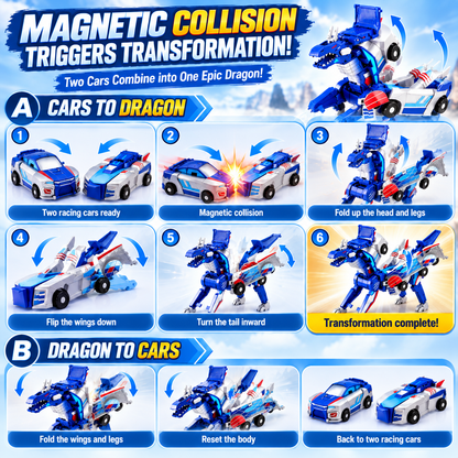 🚗2-in-1 Magnetic Transforming Dragon Car Toy – Racing Car Set