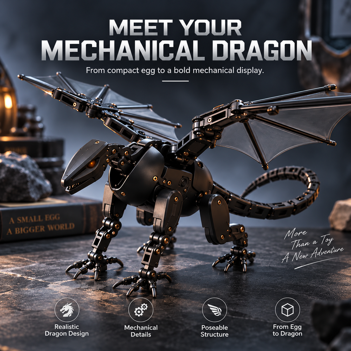 🐉🔥 DragonMorph Magic Egg – Transform Into a Mighty Mechanical Dragon! 🥚✨