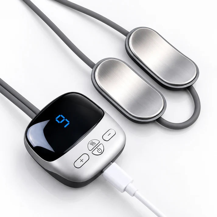 🔥Mini Necklace-Style Neck Massager with Heat – Dual-Pulse Pendant, 4 Modes, 9 Intensity Levels & 3 Heat Settings